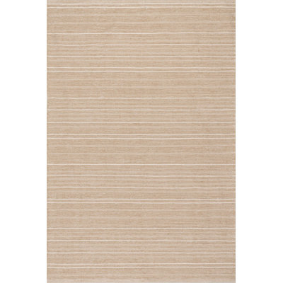 Khaki Striped Flatweave Outdoor Rug