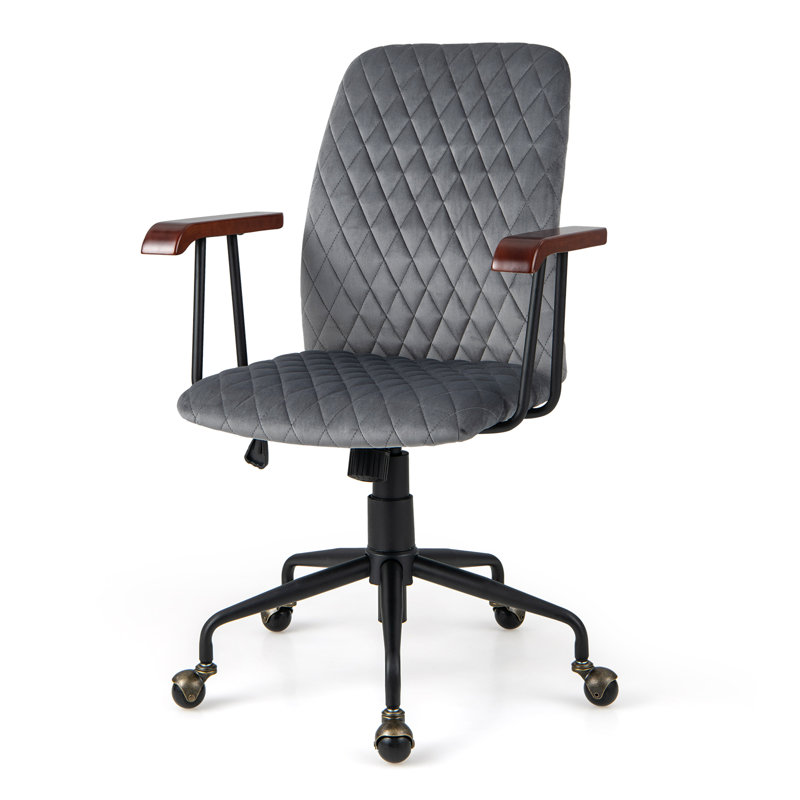 Milaina Velvet Office Chair, Grey