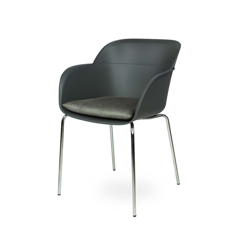 Liara 45cm H Armchair, Chrome, Charcoal