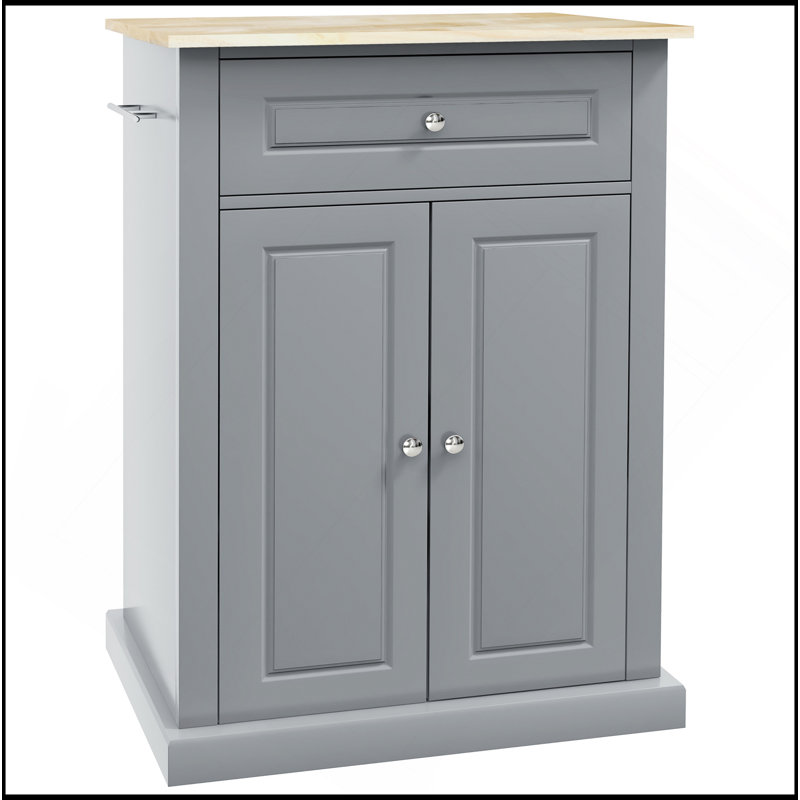 Rolling Kitchen Island Cart, Portable Serving Trolley Table With Drawer, Adjustable Shelf And 2 Towel Racks, Grey