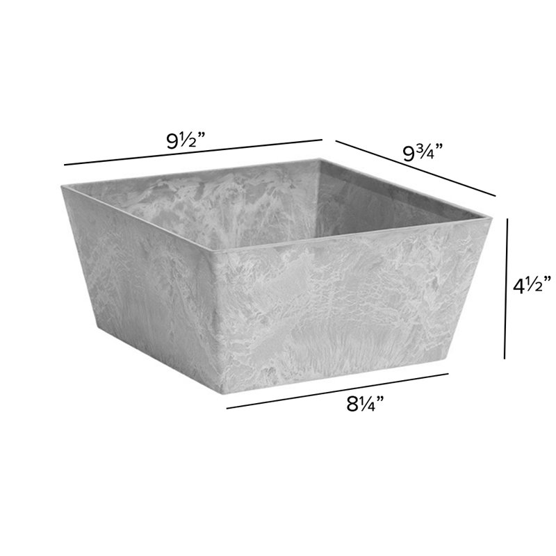 Pot à fleurs à arrosage automatique Wendover, H 4,5 po x l 9,5 po x P 9,75 po, Gris