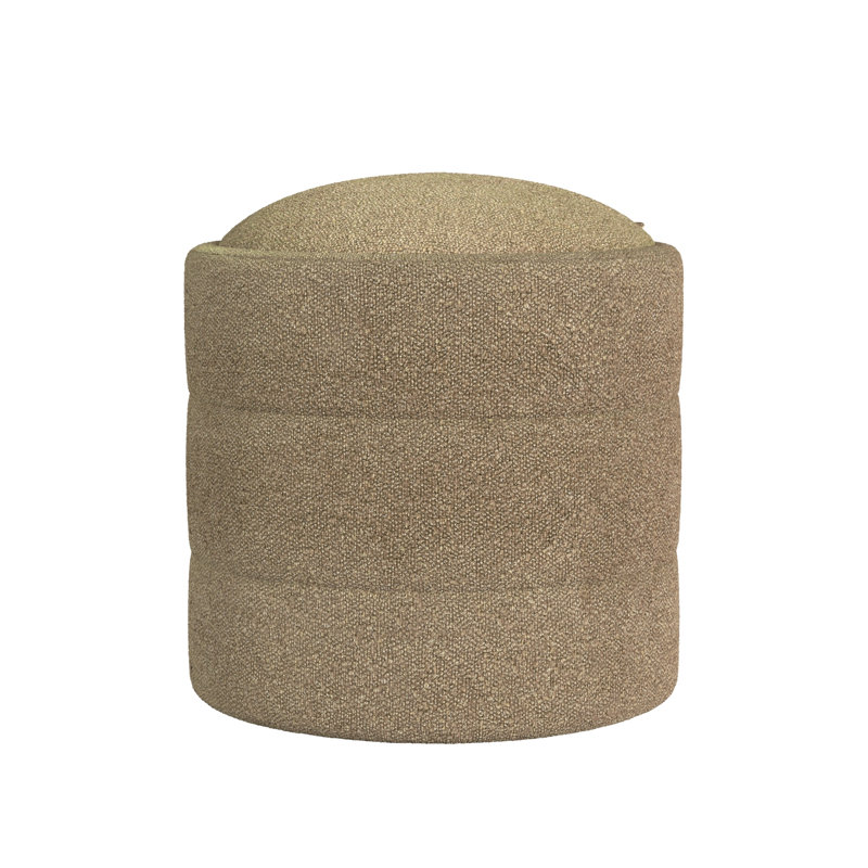Nachita Upholstered Storage Round Ottoman, Light Brown Boucle