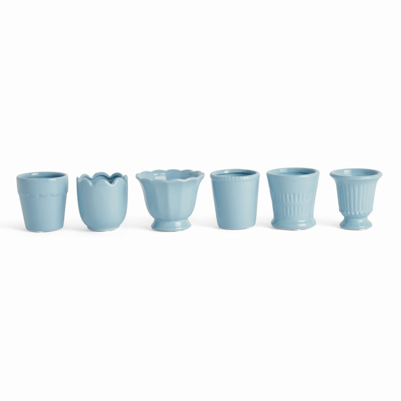 Petit Vase Ceramic Classic Form Mini Cachepots in Light Blue, Blue