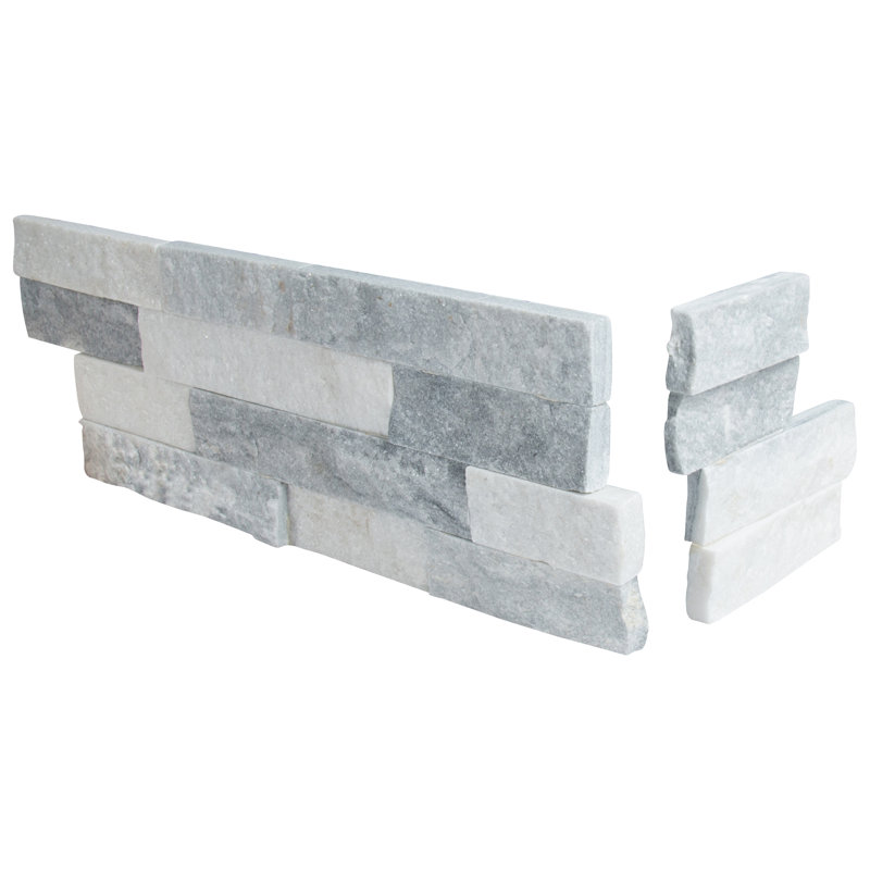 Stonecrest 6 in. x 18 in. Split Face Natural Stone Ledger Corner Wall Tile, Glacier Gris