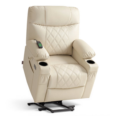 Fauteuil inclinable électrique de petite taille avec massage, double chauffage, appui-tête réglable, similicuir