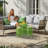 Outdoor Green Round Metal Stackable Side Table(Set Of 3)