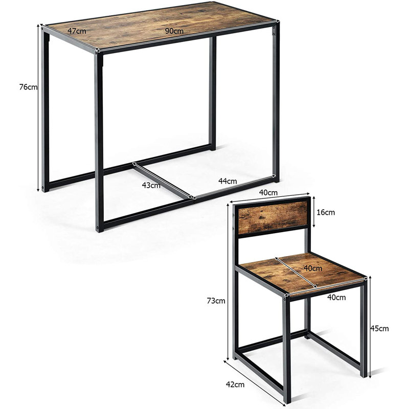 Bowry 2 - Person Dining Set, Brown, Brown/Black
