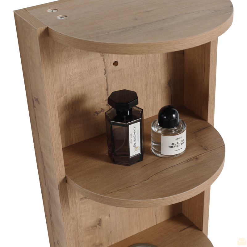 12" Bathroom Wall-Mounted Storage Rack, Float Mounting Design, Imitative Oak