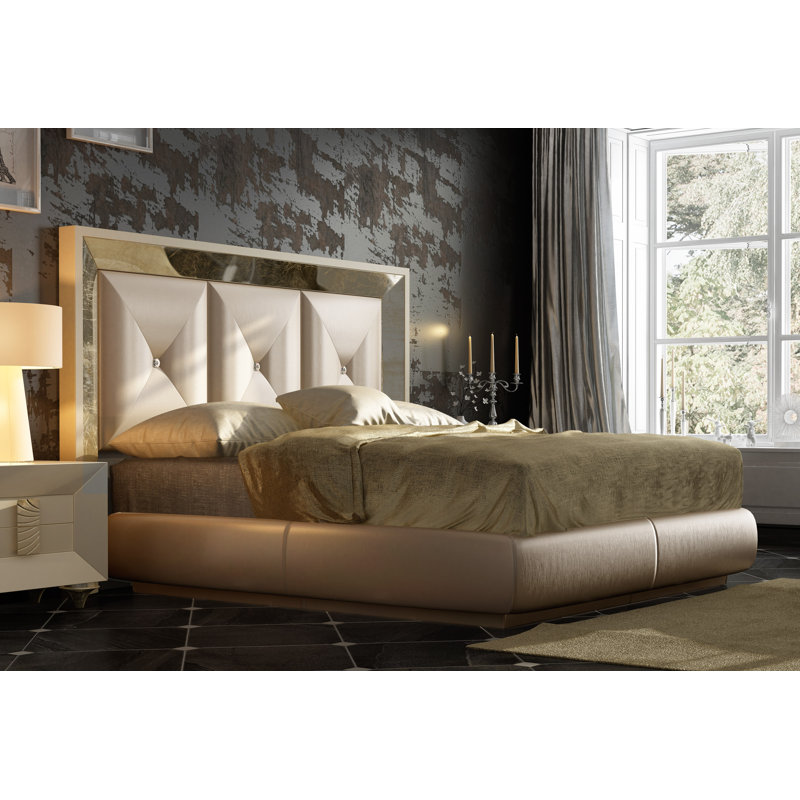 Annalya Upholstered Panel Bed, King, High Gloss