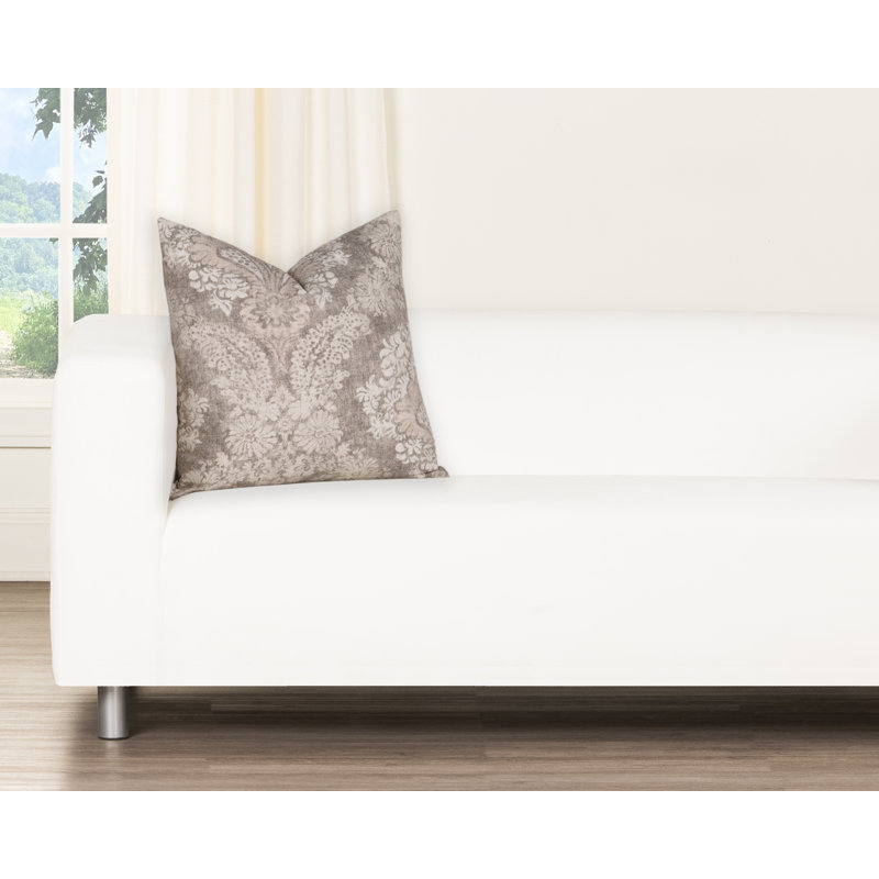Coussin 100% coton Magnolia Home Fashions, H 18 po x l 18 po, Polyester, Damas gris