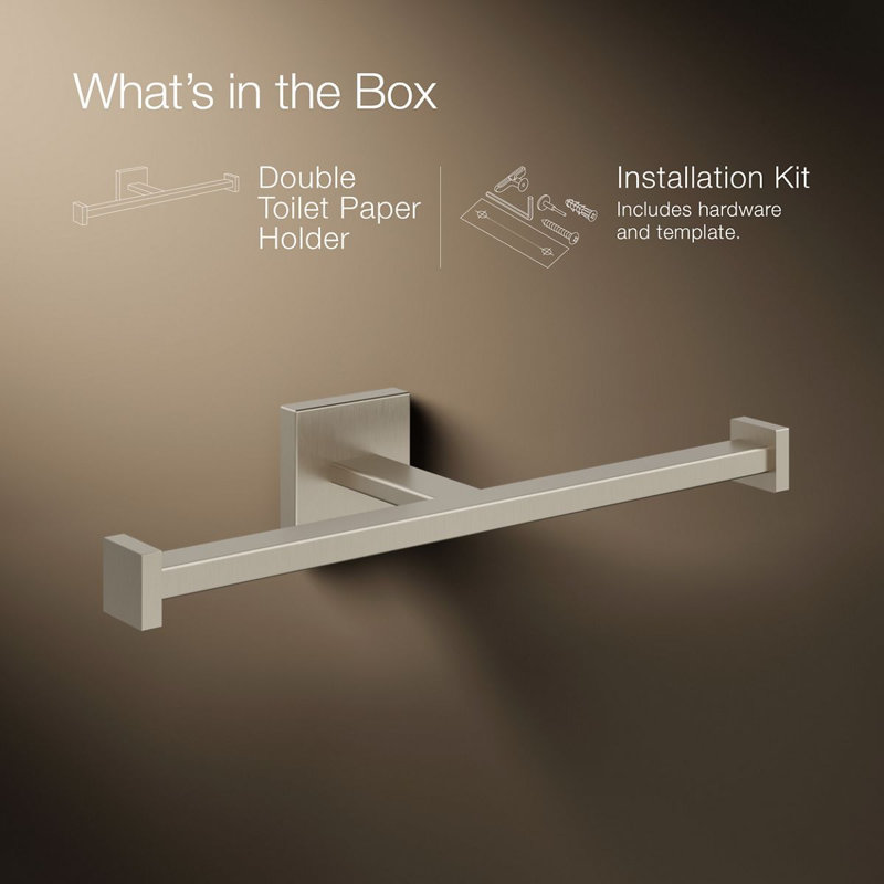 Square Double Toilet Paper Holder, Vibrant Brushed Nickel