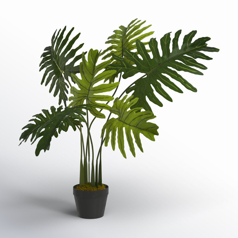 Faux Philodendron Plant in Nursery Pot, 36" H x 21" W x 17" D