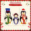 Ensemble de 3 décorations de Noël de famille de pingouins illuminées avec des lettres J-O-Y