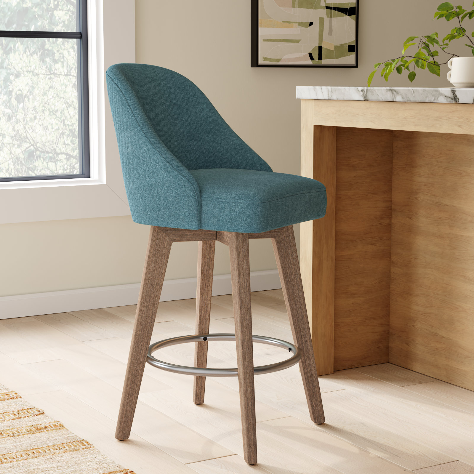 Pearce Swivel Stool, Counter Stool (25.75” Seat Height), Blue, 1