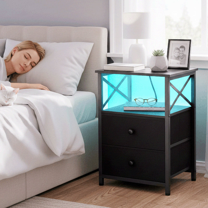 40 cm W Bedside Table, Black