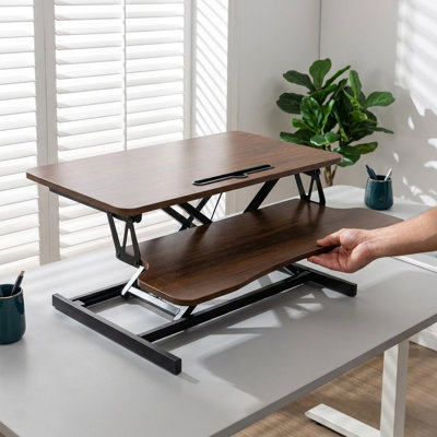 Convertisseur de bureau 32 po à hauteur ajustable, surélevé pour bureau, poste de travail d'ordinateur avec plateau à clavier amovible, mécanisme à ressort à gaz pour les jeux à domicile