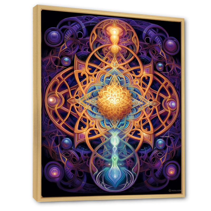 «Mystical Mandalas», reproduction sur toile, Cadre naturel flottant, H 40 po x l 30 po x P 1,5 po