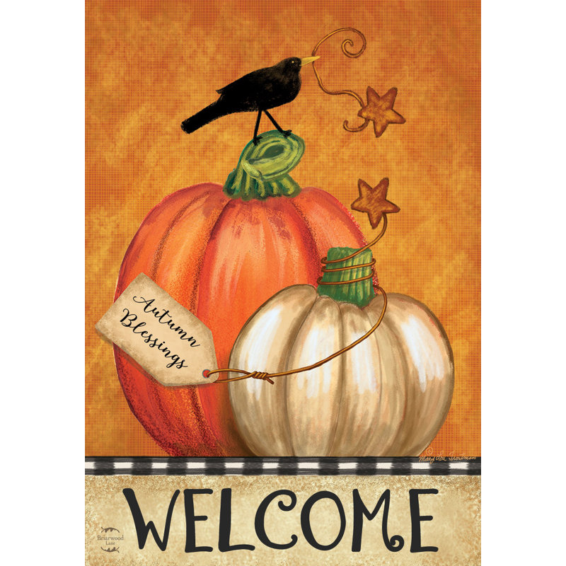 Rustic Pumpkins Fall House Flag