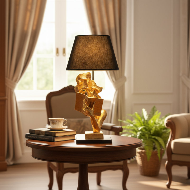Lampe de table Golden Sculptural, Noir
