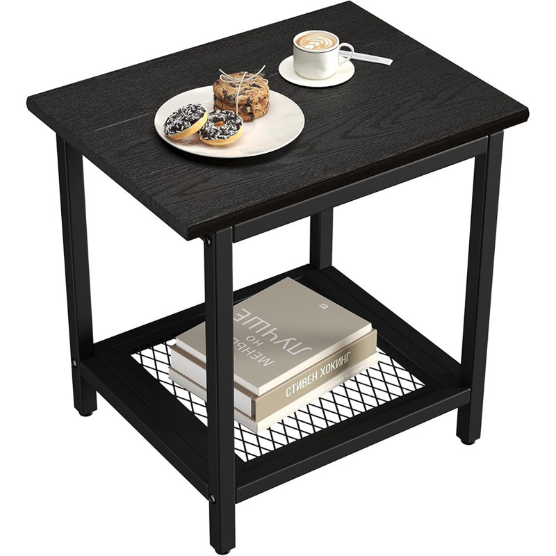 Weather-Resistant HDPS Side Table With Storage – Small Patio End Table For Deck, Garden, Poolside, Backyard & Indoor/Outdoor Use (Black)