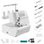 Machine à coudre surjeteuse Serger, 1250 points par minute, capacité de fil 2-3-4, alimentation différentiel réglable 0,7-2, avec bras libre et lumière DEL, machine à coudre pour divers tissus, blanc