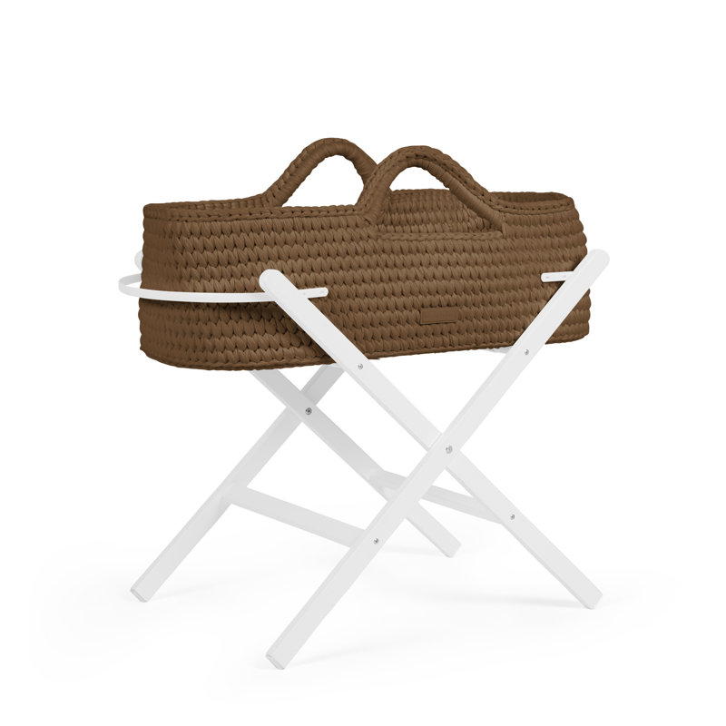 Nova Moses Basket & White Stand, Mocha