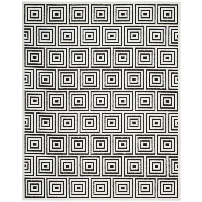 Tapis noir et crème Bosco, Rectangle 6 pi 7 po x 9 pi 6 po