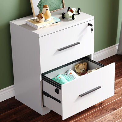  Brettley 23.6'' 2 Drawer Wood Lateral File Cabinet With Lock, Home Office Filing Cabinet for For A4/Letter/Legal Size