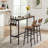 Bar Table Set With Wine Bottle Storage Rack Rustic Brown