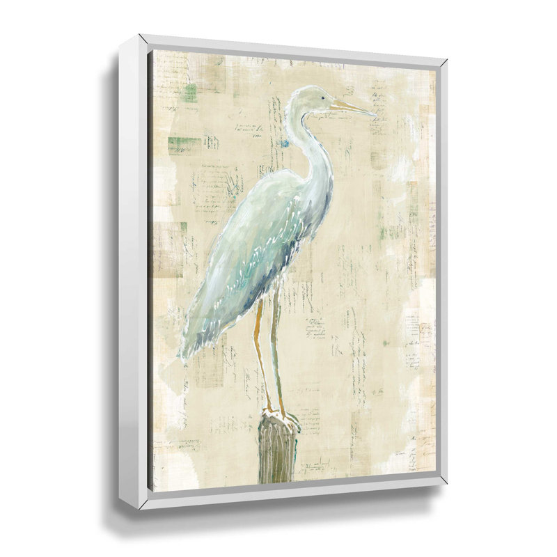 Coastal Egret I V2 - reproduction d'art sur toile, H 10 po x l 8 po x P 2 po, Cadre flottant blanc