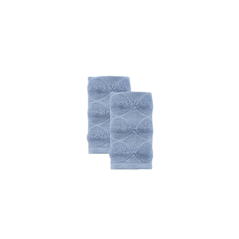 Ensemble de deux essuie-mains en coton turc géométrique bleu marine 16 po x 30 po