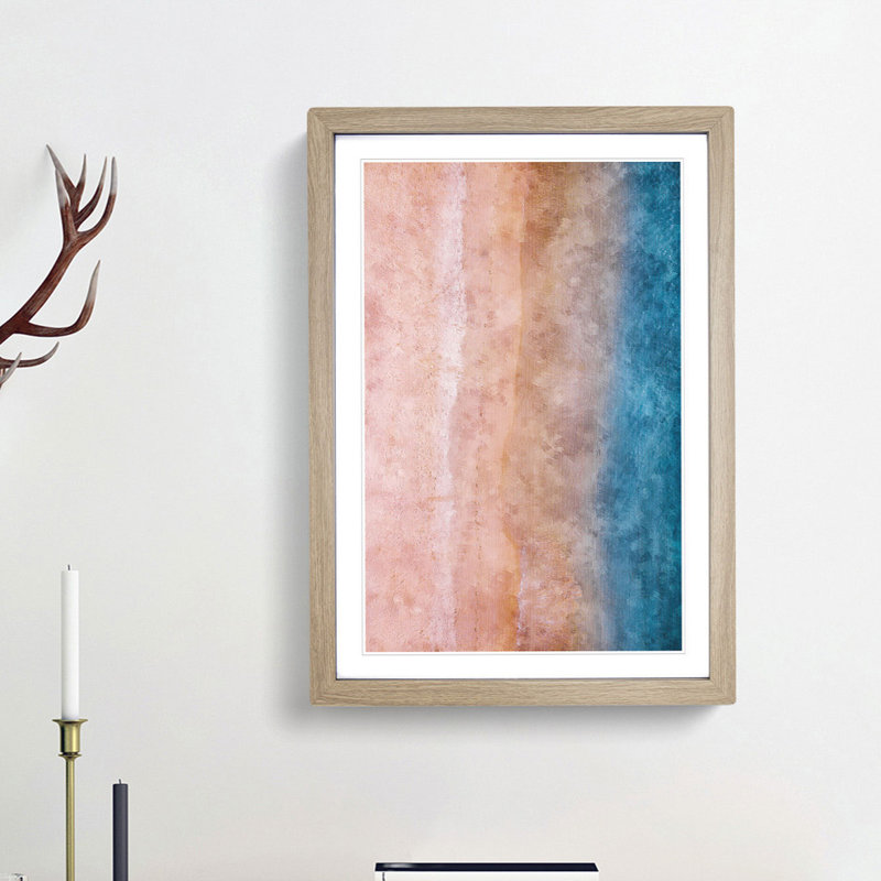 Upon The Beach - Single Picture Frame Painting on MDF, 63cm H x 45cm W x 2cm D, Oak Framed