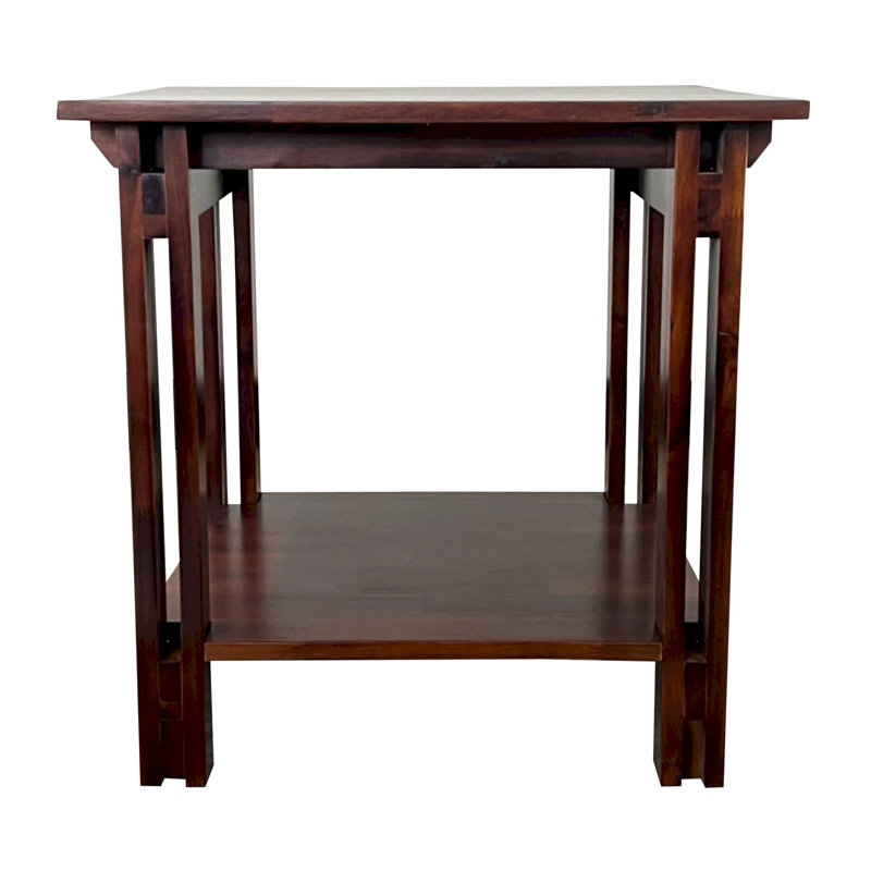 Damius Solid Wood End Table, Mahogany