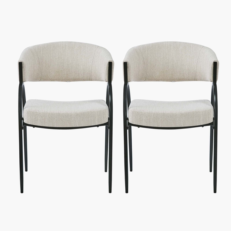 Chaises de salle à manger rembourrées avec pieds en métal (ensemble de 2), beige, Beige