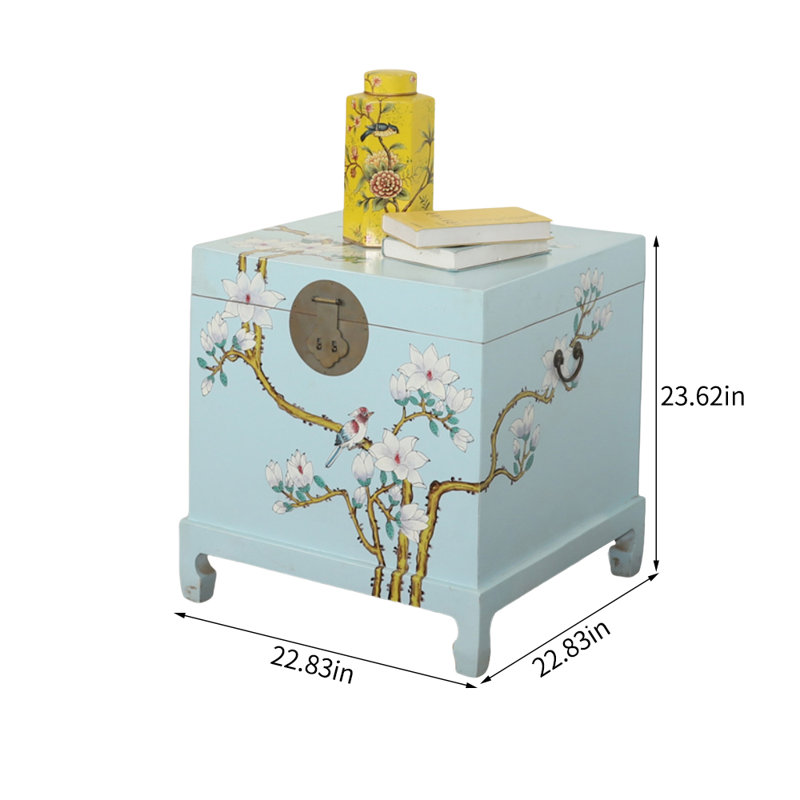Small Blue Painted Simple Wooden Accent Trunk