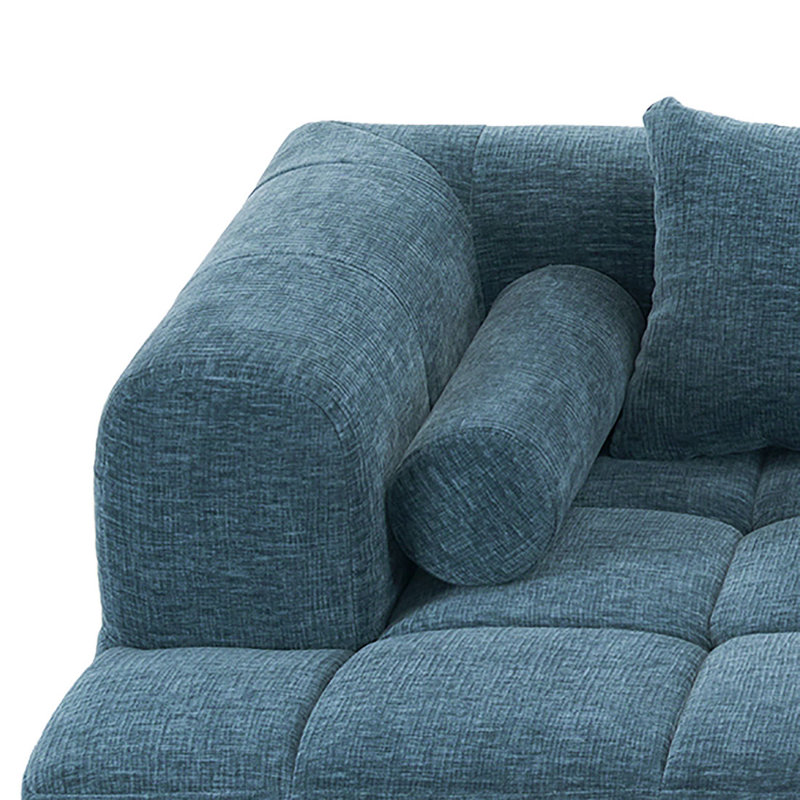 Canapé modulaire rembourré en tissu de chenille moderne et minimaliste, Chenille bleu