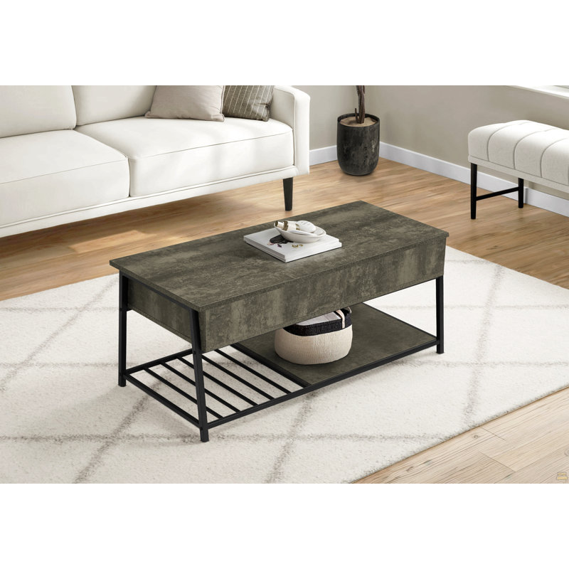 Table basse, L 42 po, cocktail, plateau relevable, rectangulaire, rangement