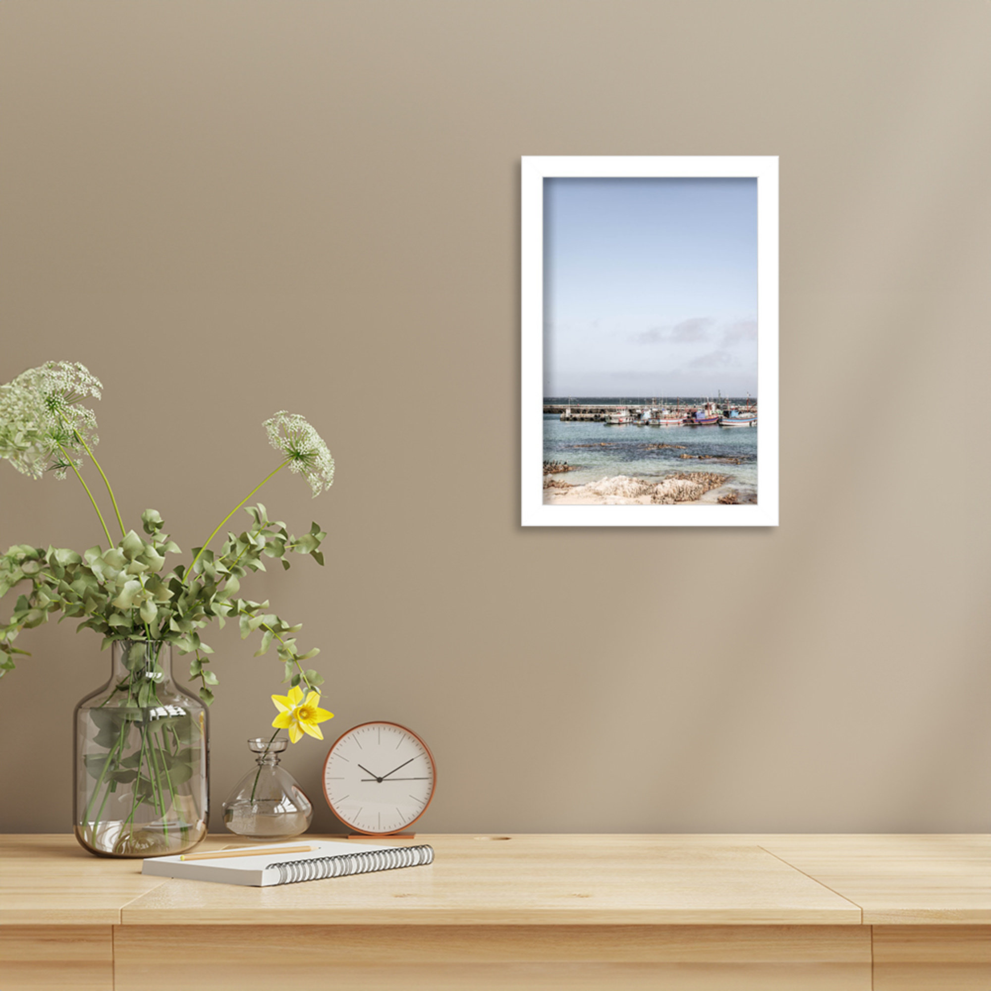 Kalk Bay Beach by Shot by Clint Wood Framed Wall Art Print, 13" H x 9" W, White