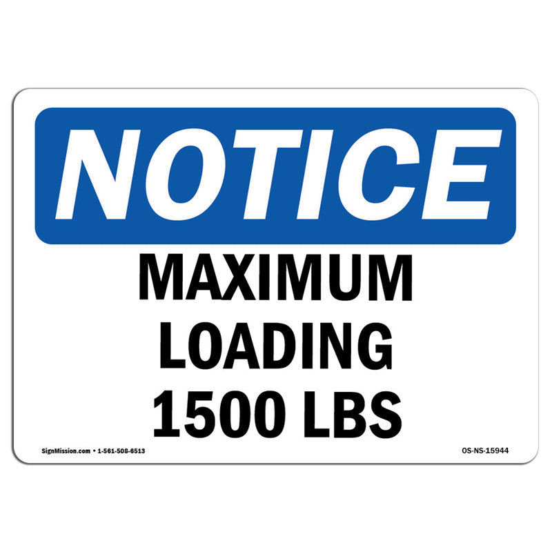 Signe de chargement maximal de 1500 lb
