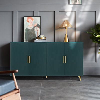 Meuble télé avec armoire de rangement réglable - agencement pratique et bleu marine
