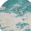 Tapis extérieur rond lavable abstrait bleu sarcelle ivoire et gris 8 pi