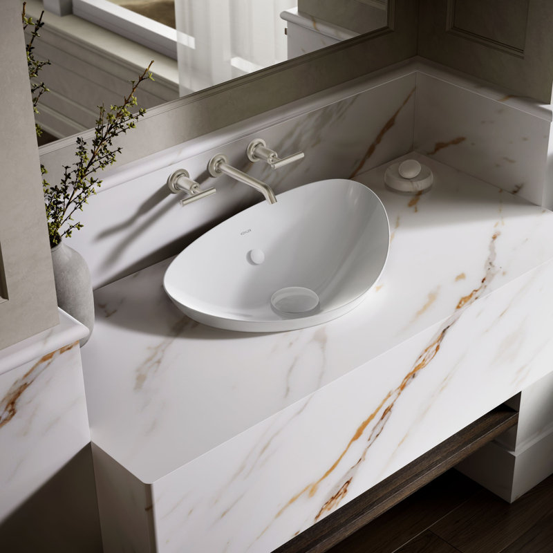 Veil® Ceramic Specialty Vessel Bathroom Sink with Overflow, White