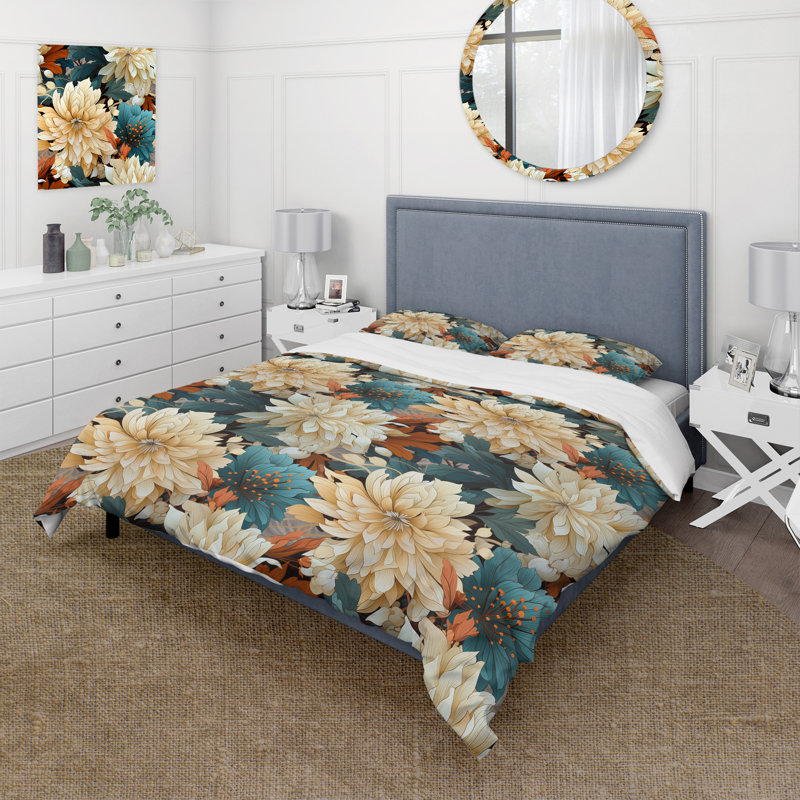 Ensemble de housse de couette en microfibre Serenity II bleu / beige Mosaic Inspired