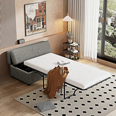 Lit simple escamotable avec repose-pieds et matelas