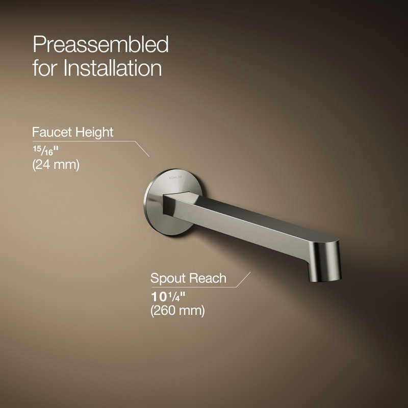 Components Wall-Mount Bathroom Sink Faucet Spout With Row Design 1.2 GPM, Polished Nickel