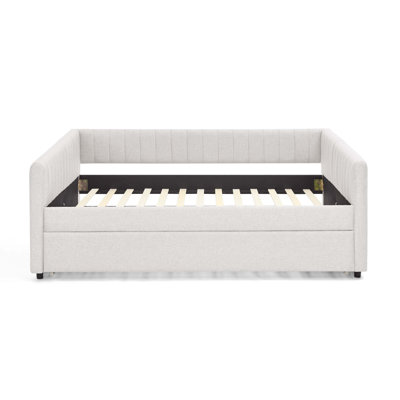Yamit Upholstered Linen Daybed with Trundle Bed