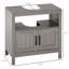 Rangement fonctionnel pour lavabo de salle de bain avec 2 portes et tablette, unité ouverte grise tendance