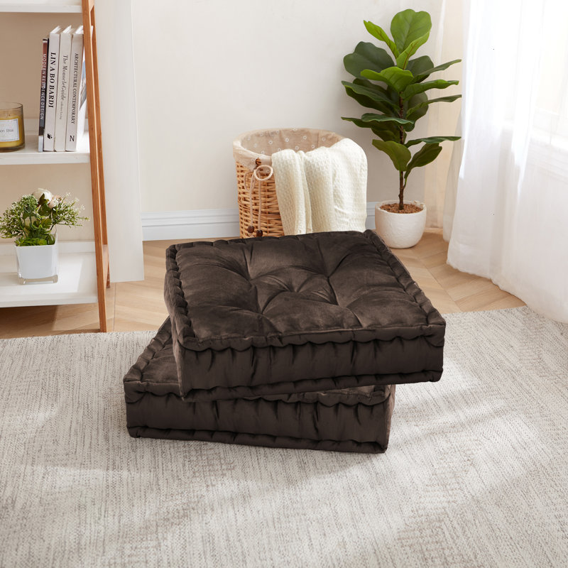Grand coussin de yoga réversible, Brun