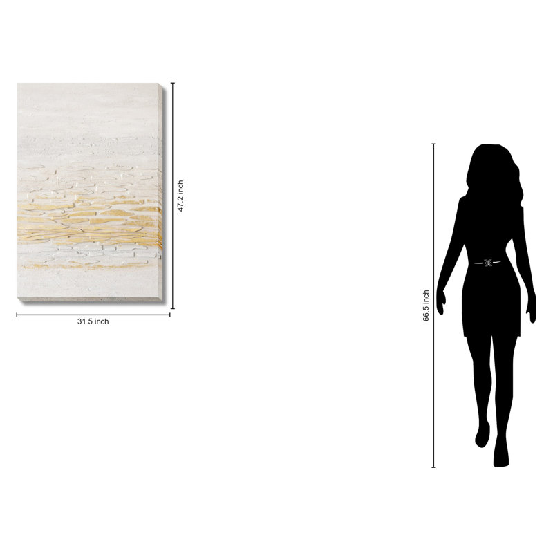 Art mural rayonnant texturé doré et crème - 32 po x 47 po