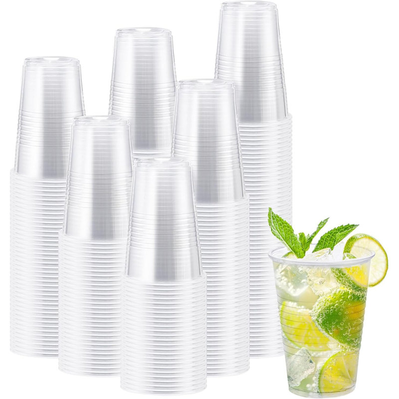300 Pack 12 oz Clear Plastic Cups Disposable Cold Drinking Cups